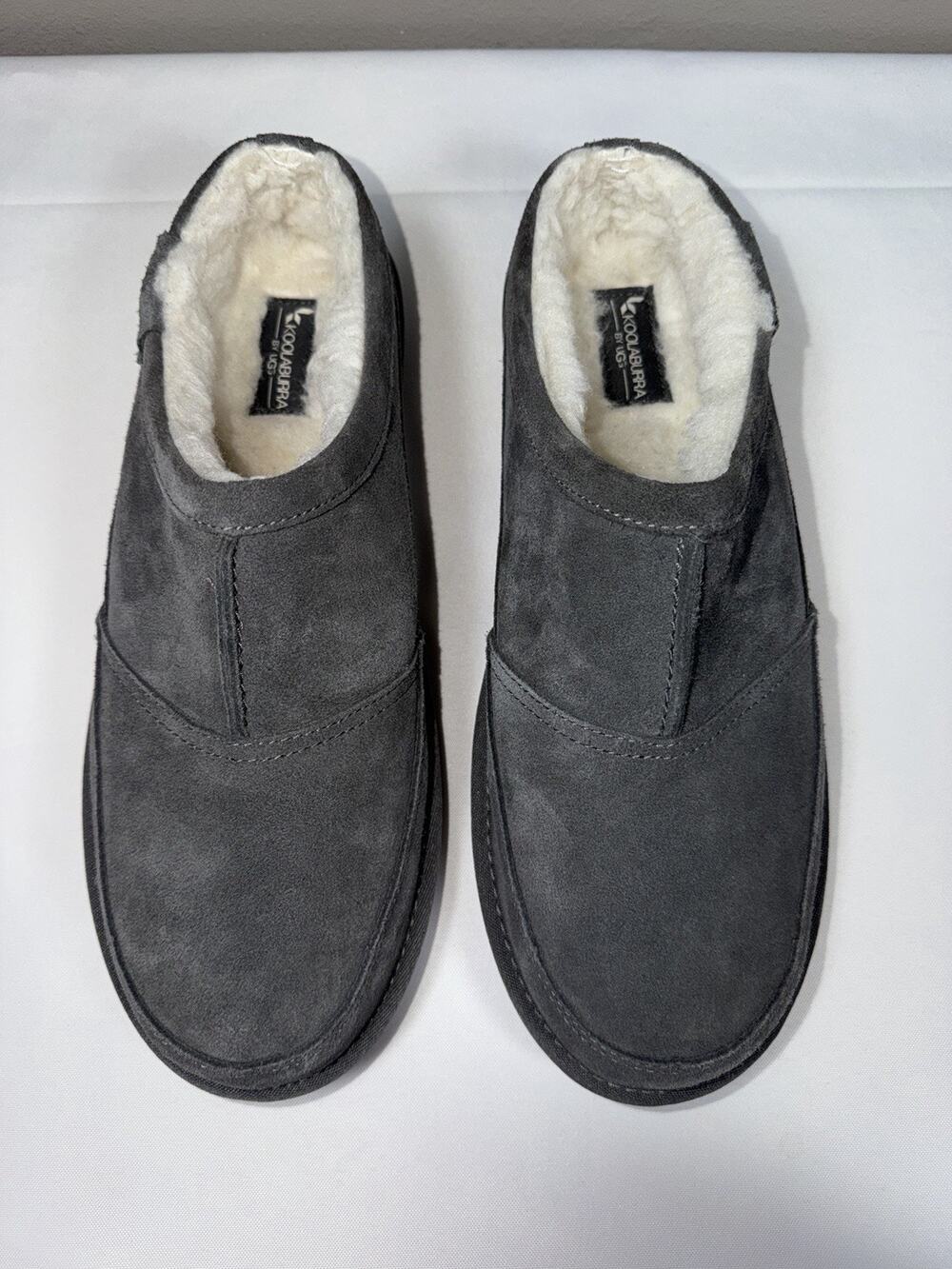 Koolaburra Ugg Graisen Men’s Size 11 Gray Suede W/ Faux Fur Lining Slippers